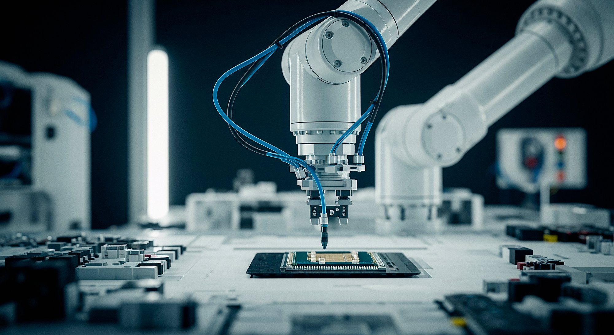 robotic-arm-placing-chip-circuit-board robotic-arm-placing-chip-circuit-board